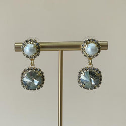 ARETES RIVOLI PERLA Y CLEAR SHADOW GOLD