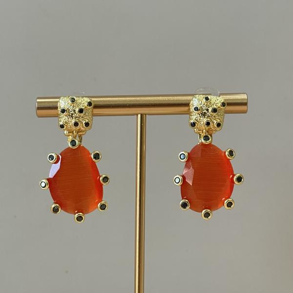 ARETES AMADEA - DROP CORAL CRISTAL NEGRO