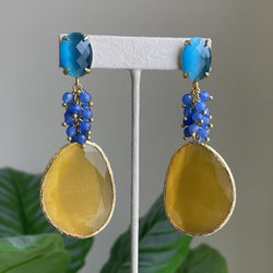 ARETES GIZA AZUL Y AMARILLO