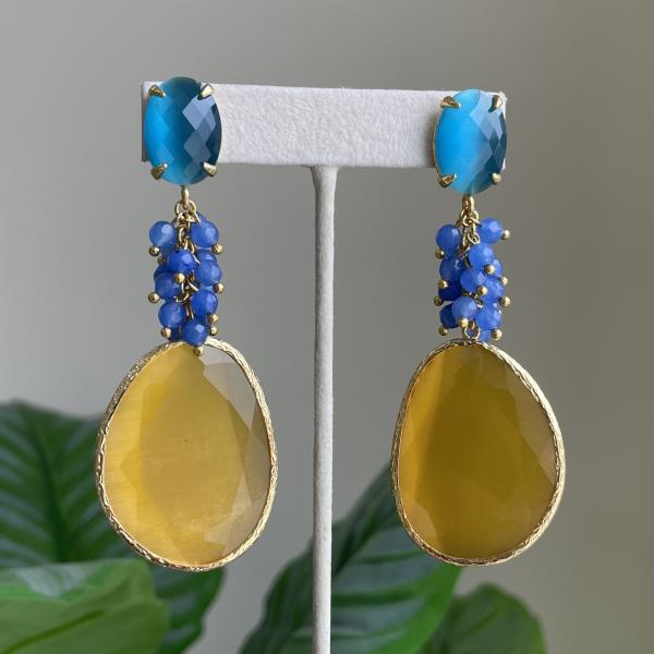 ARETES GIZA AZUL Y AMARILLO