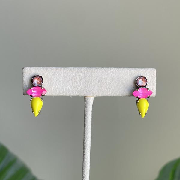 ARETES ADALI AMARILLO Y ROSA