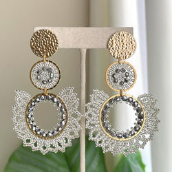 ARETES TANGO CON DISEÑO MARTILLADO DOBLE ARO - SILVER