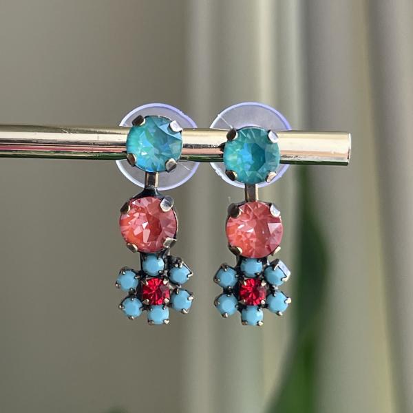 ARETES DALIA AZUL Y CORAL TORNASOL