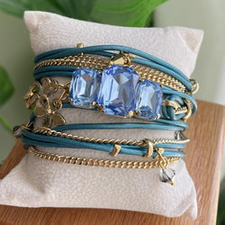 PULSERA ENRROLLABLE  MELIS TRES CRISTALES AZUL