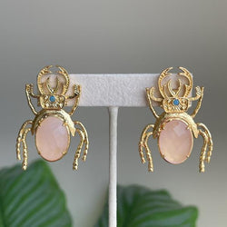 ARETES ESCARABAJO -ROSA