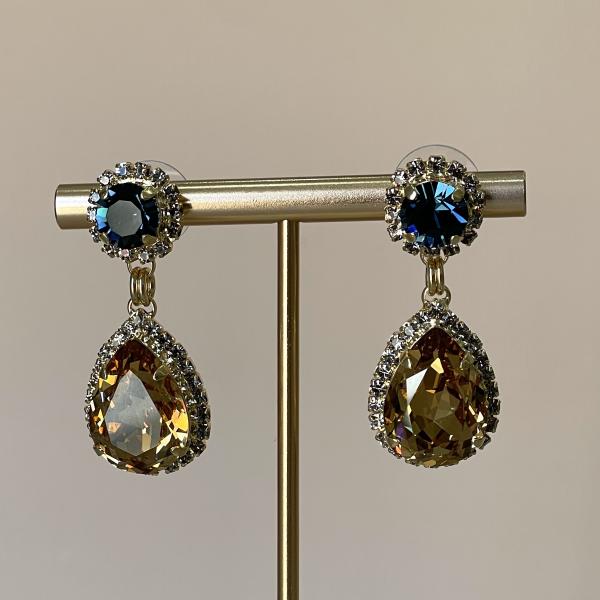 ARETES HEAVEN DORADO Y AZUL MARINO-G