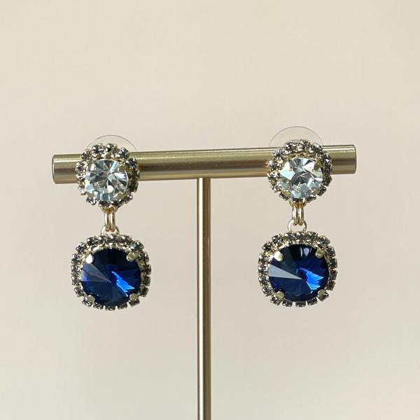 ARETES RIVOLI AZUL MARINO Y CLEAR GOLD