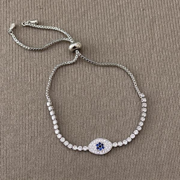 PULSERA TENNIS SILVER AJUSTABLE CON OJO