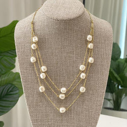 COLLAR MEISSA CADENA TRIPLE CON PERLAS