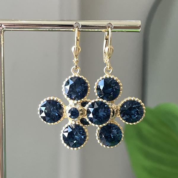 ARETES URSA FLOR AZUL MARINO