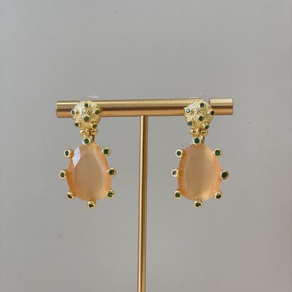 ARETES AMADEA- DROP MELON CRISTAL VERDE