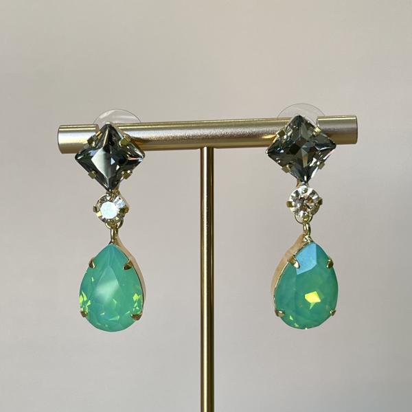 ARETES HARMONY CLEAR SHADOW Y VERDE OPAL