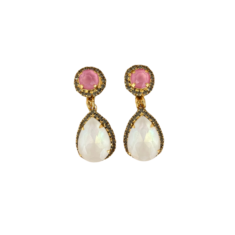 ARETES HEAVEN ROSA Y BLANCO GOLD