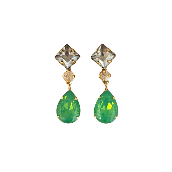 ARETES HARMONY CLEAR SHADOW Y VERDE OPAL